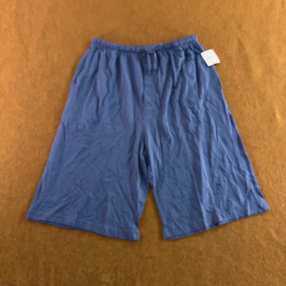 Andrew Scott Mens Large Blue Cotton Jersey Drawstring Loungewear Shorts NWT